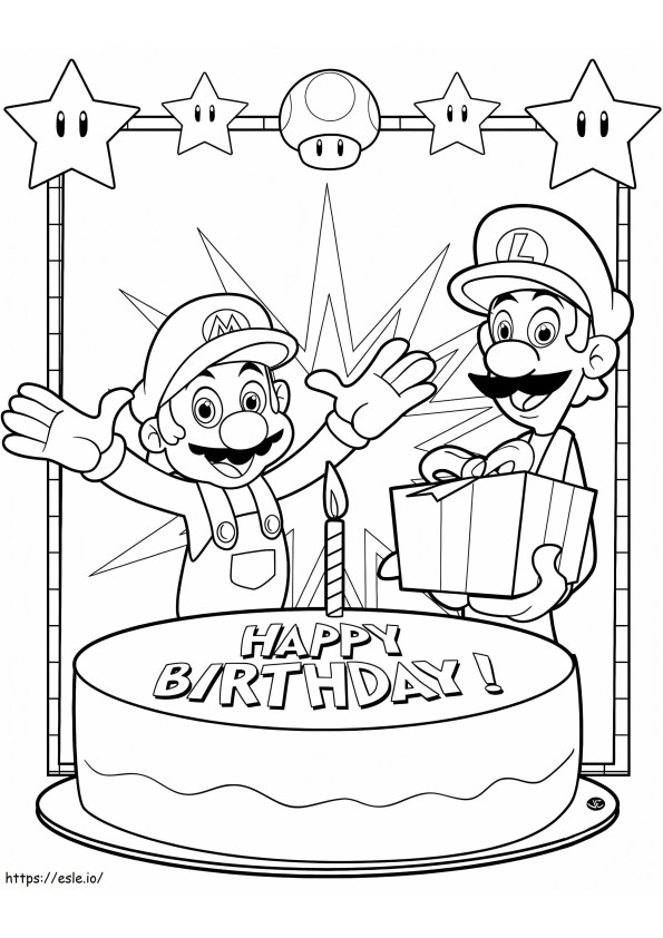 Coloriage Joyeux anniversaire Mario à imprimer dessin