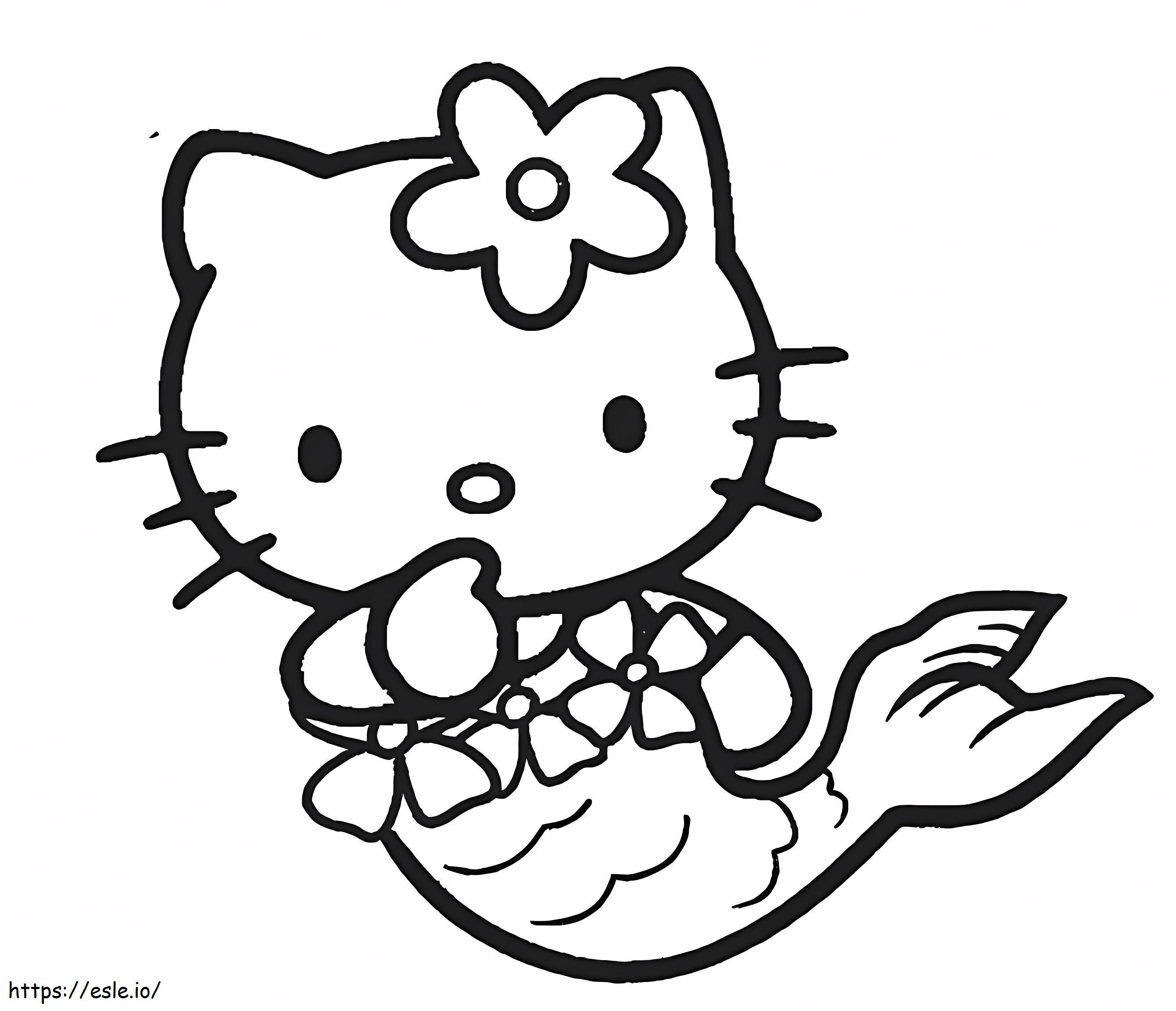 Syrenka Hello Kitty do bezpłatnego wydruku kolorowanka