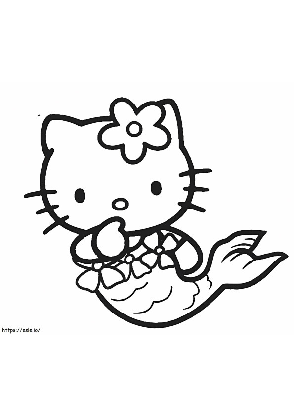 Coloriage Sirène Hello Kitty imprimable gratuitement à imprimer dessin
