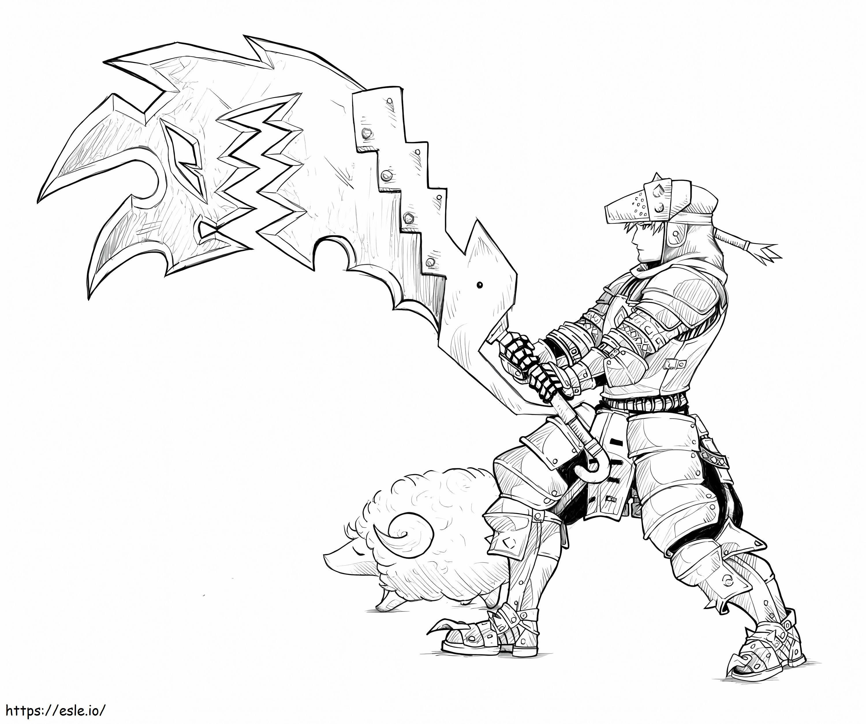 Coloriage Personnage dans Monster Hunter à imprimer dessin