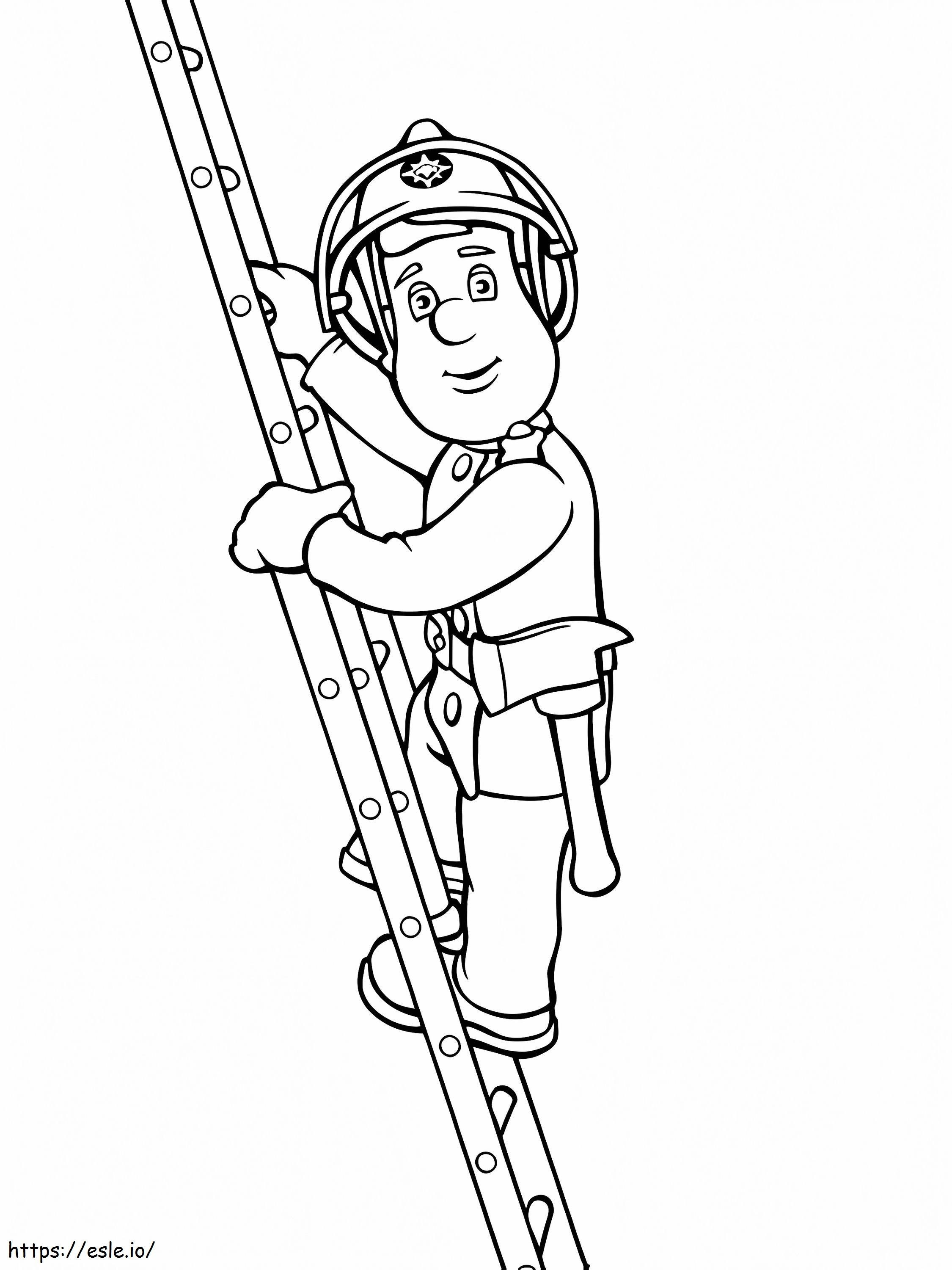 Fireman Sam Climbing The Ladder coloring page