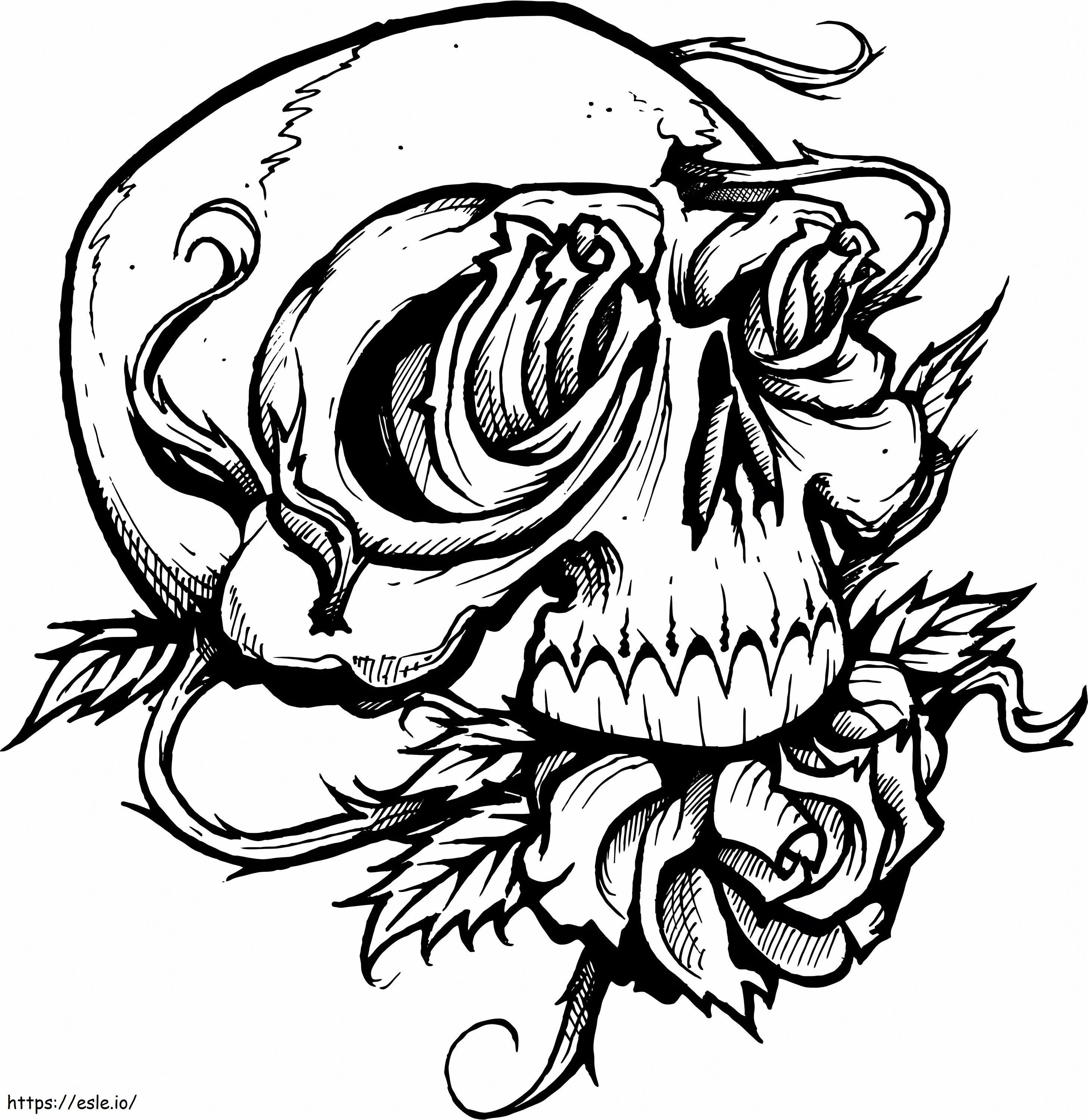 Coloriage Tatouage De Crâne à imprimer dessin