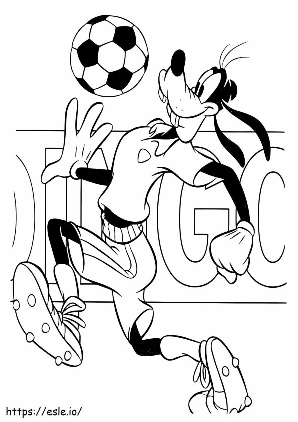 Coloriage Dingo jouant au football à imprimer dessin