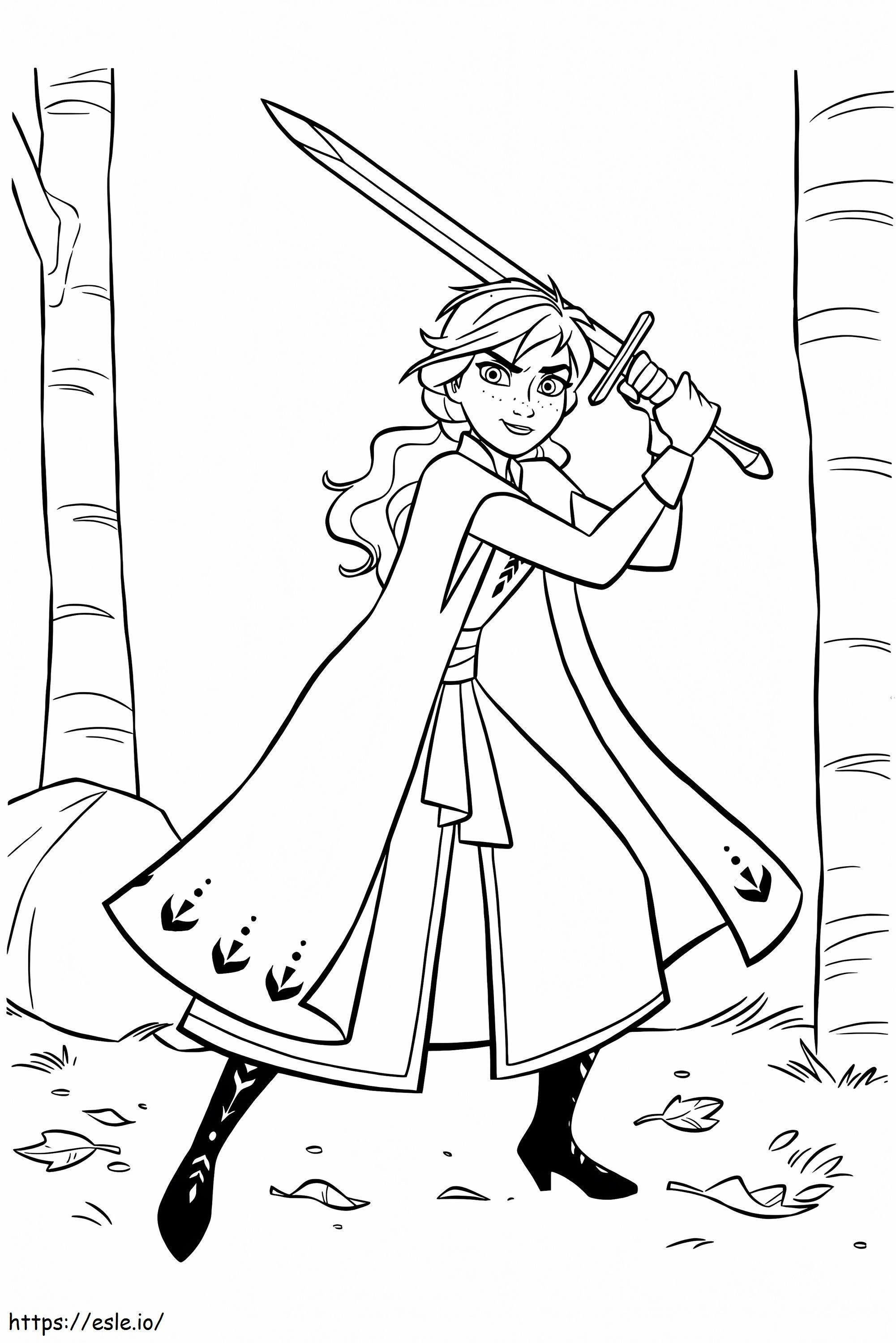 Coloriage Anna avec l'épée 683X1024 à imprimer dessin