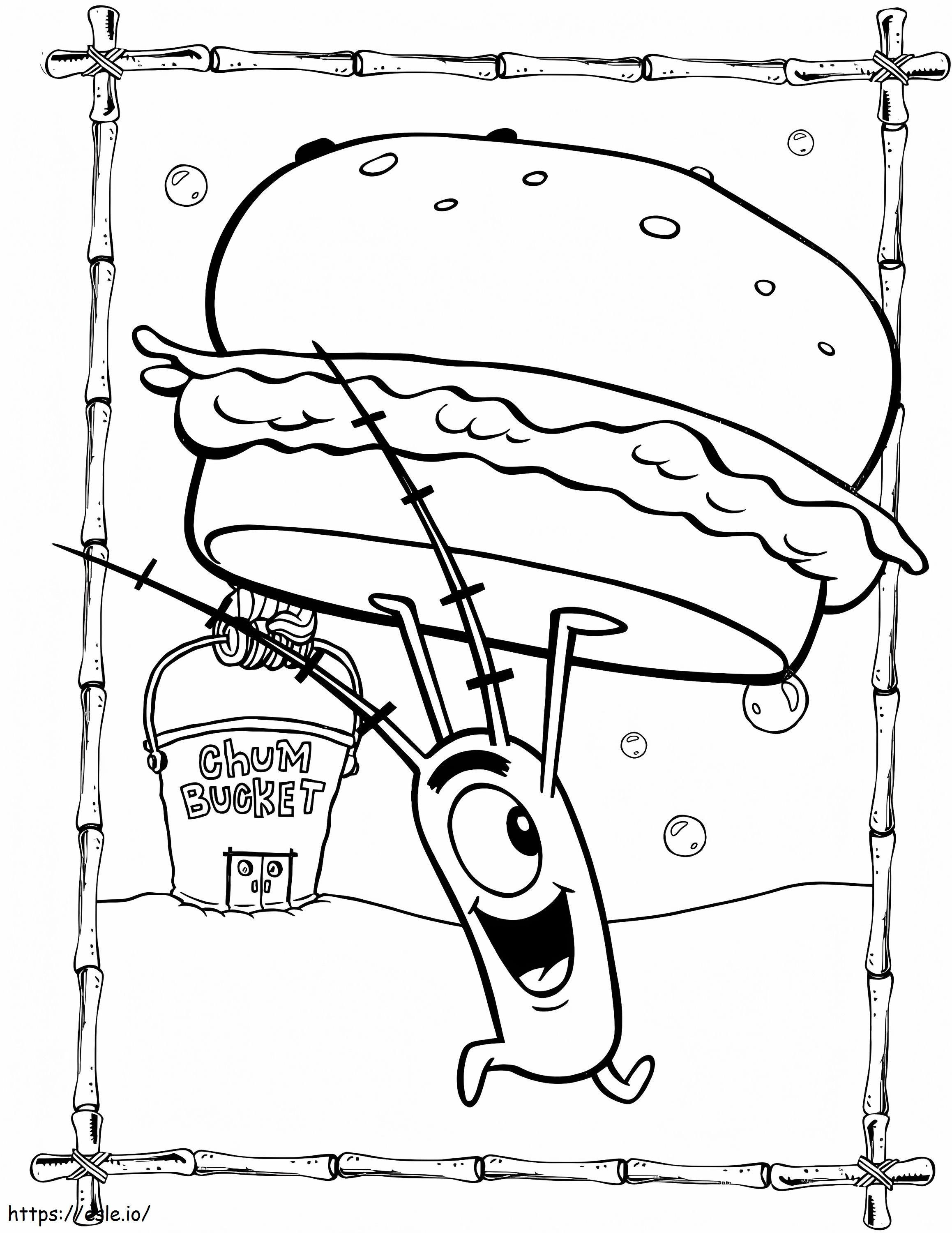 Plâncton e hambúrguer para colorir