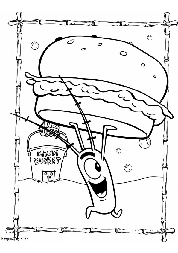 Plâncton e hambúrguer para colorir