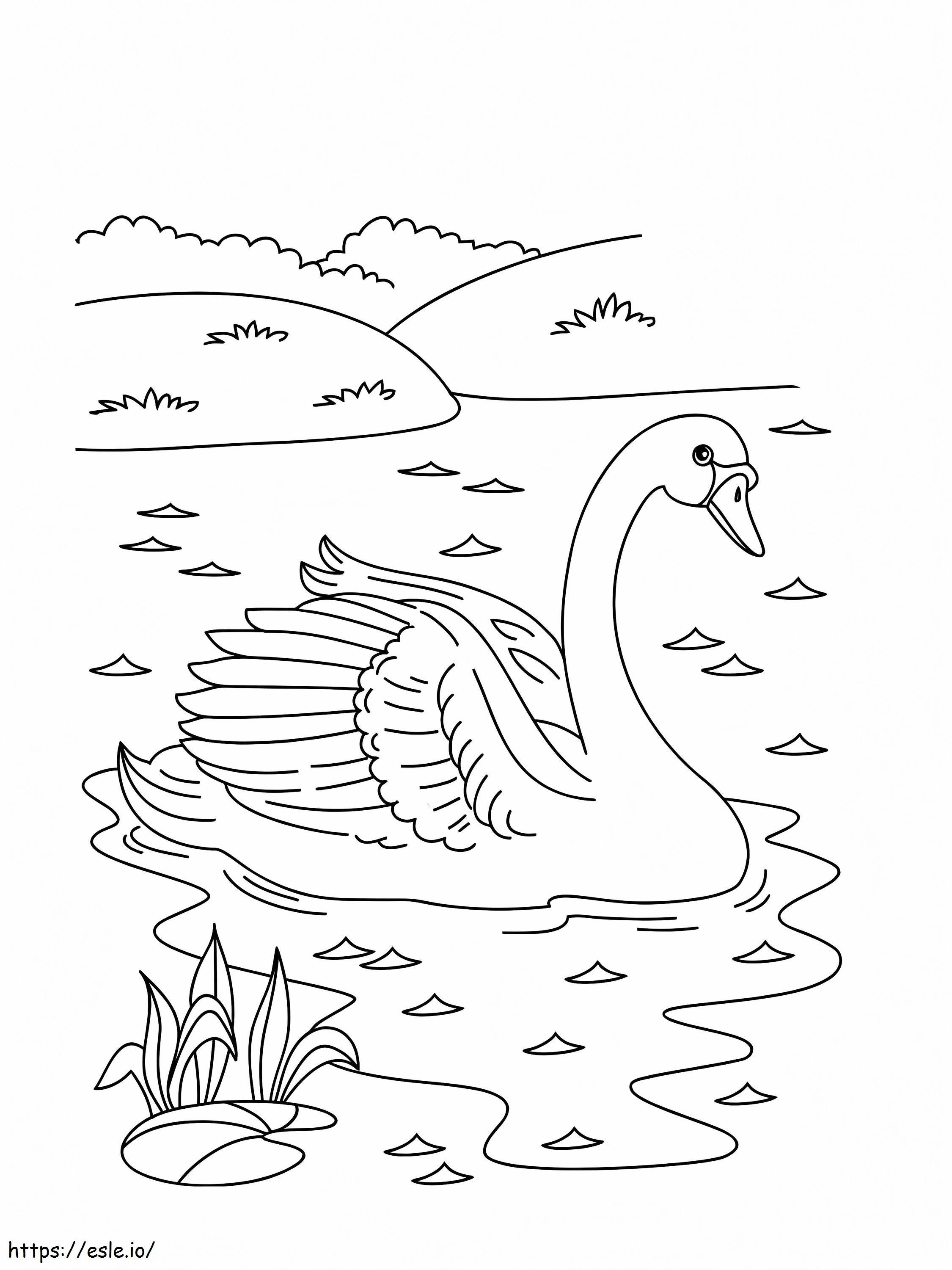 Coloriage Cygne nageant 1 à imprimer dessin