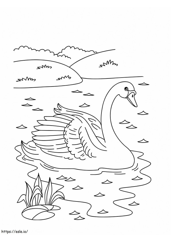 Coloriage Cygne nageant 1 à imprimer dessin