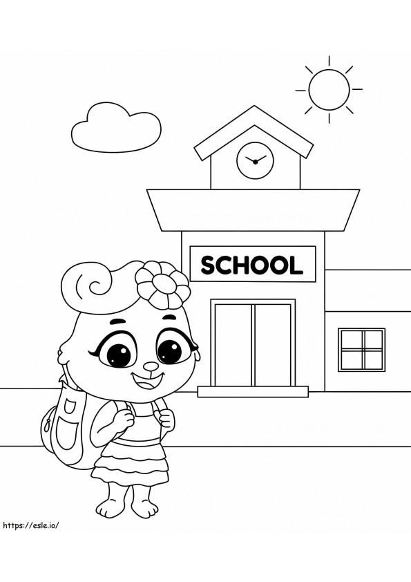 Ruby vai para a escola para colorir