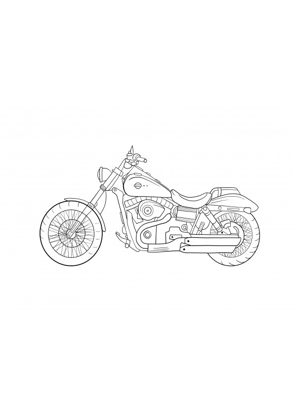 Harley motorbike free coloring page to download