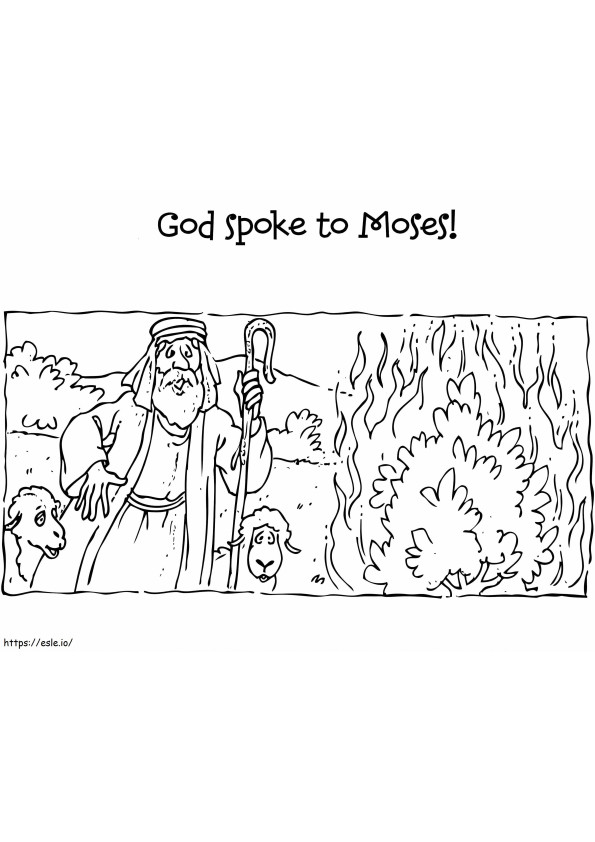 Jumala puhui Moosekselle värityskuva
