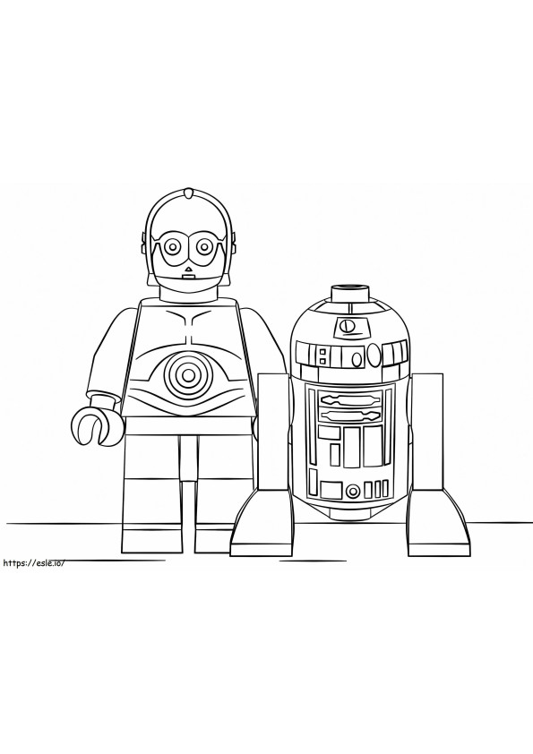 Coloriage Lego Star Wars R2D2 et C3PO à imprimer dessin