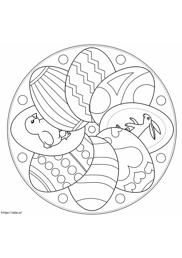 Mandala di Pasqua con le uova da colorare