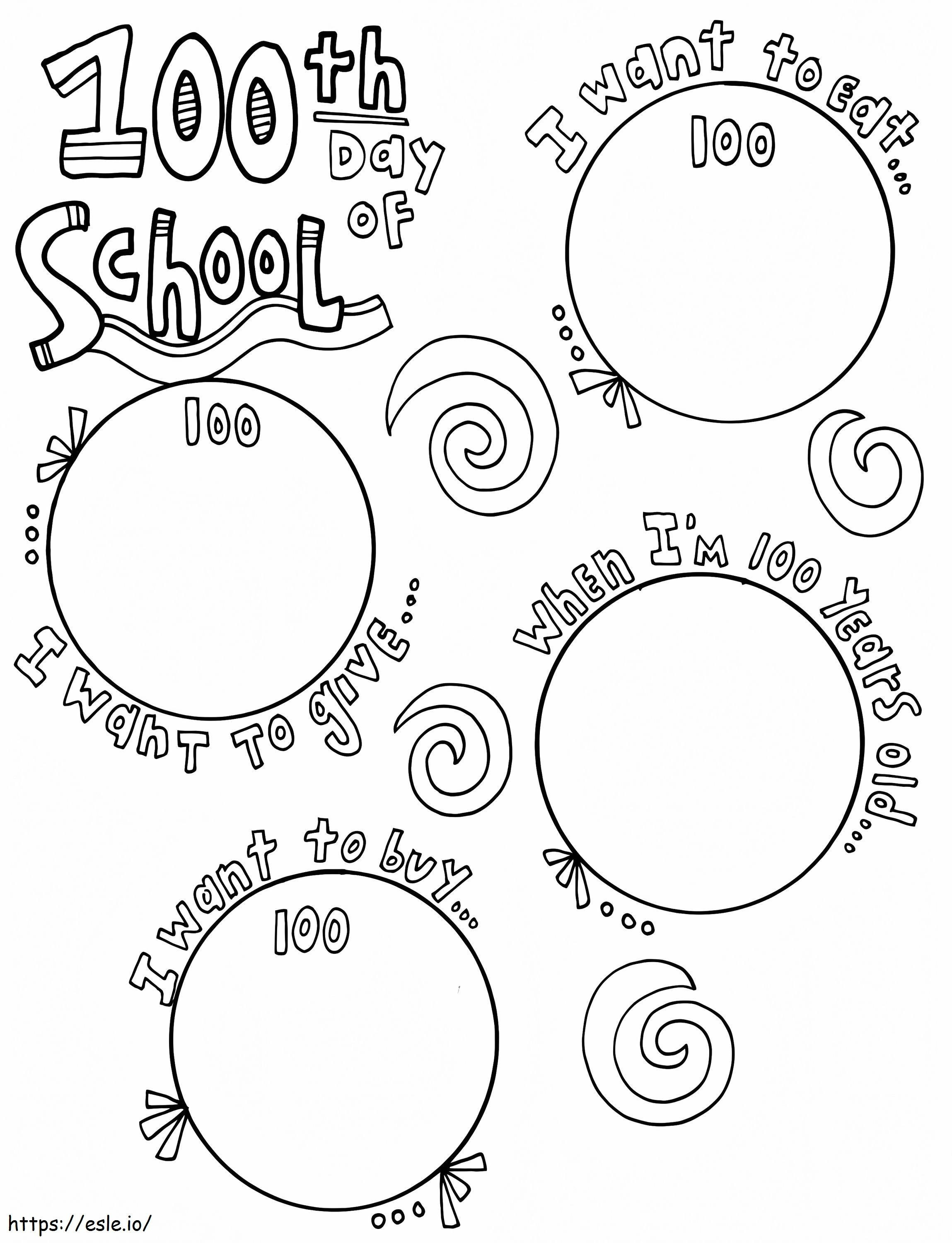 Doodle a 100-a zi a școlii de colorat