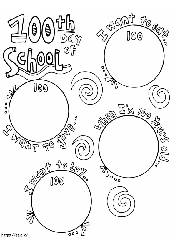 Doodle 100e schooldag kleurplaat