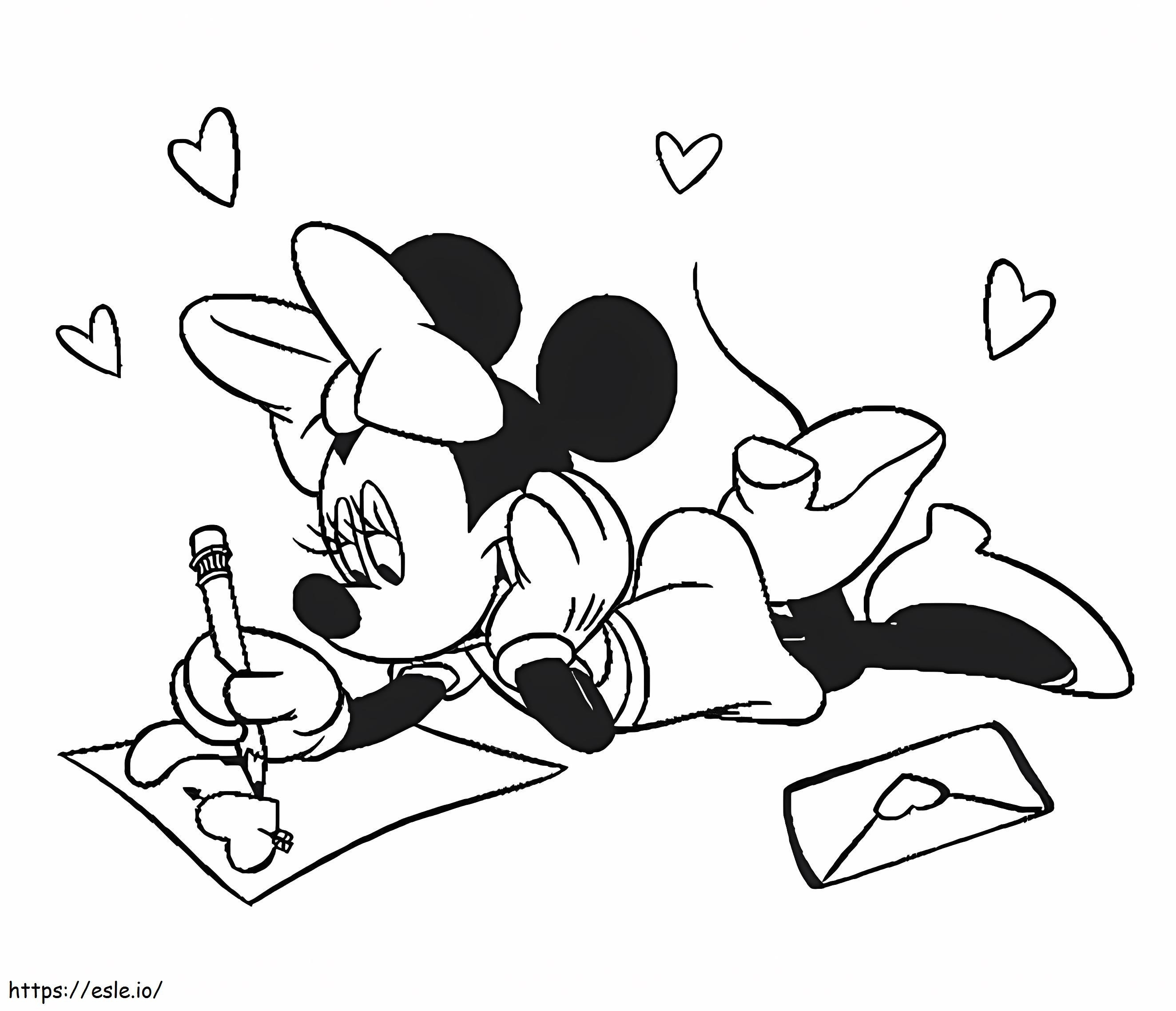 Coloriage Minnie Mouse Saint-Valentin à imprimer dessin