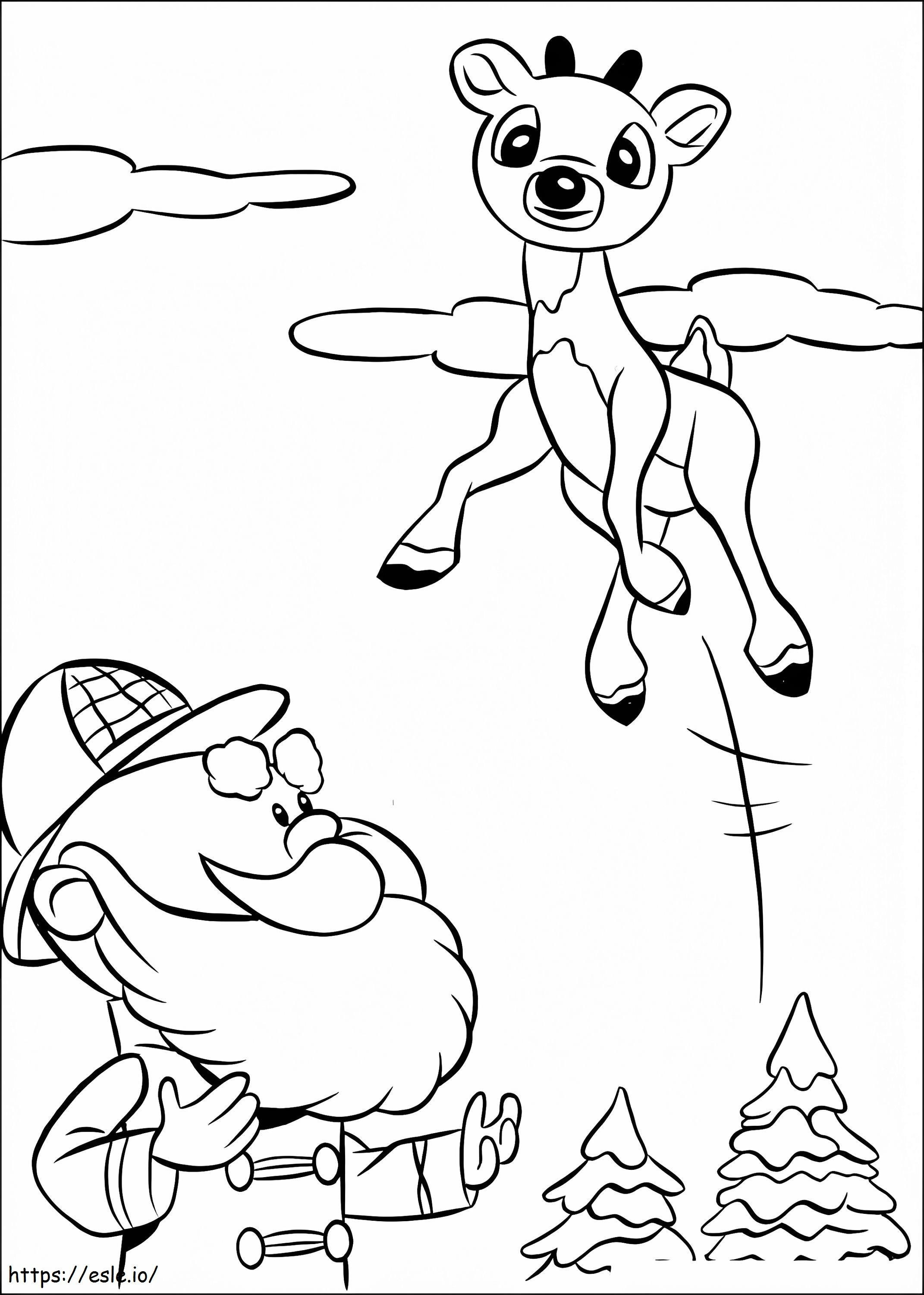 Rudolph Flying coloring page