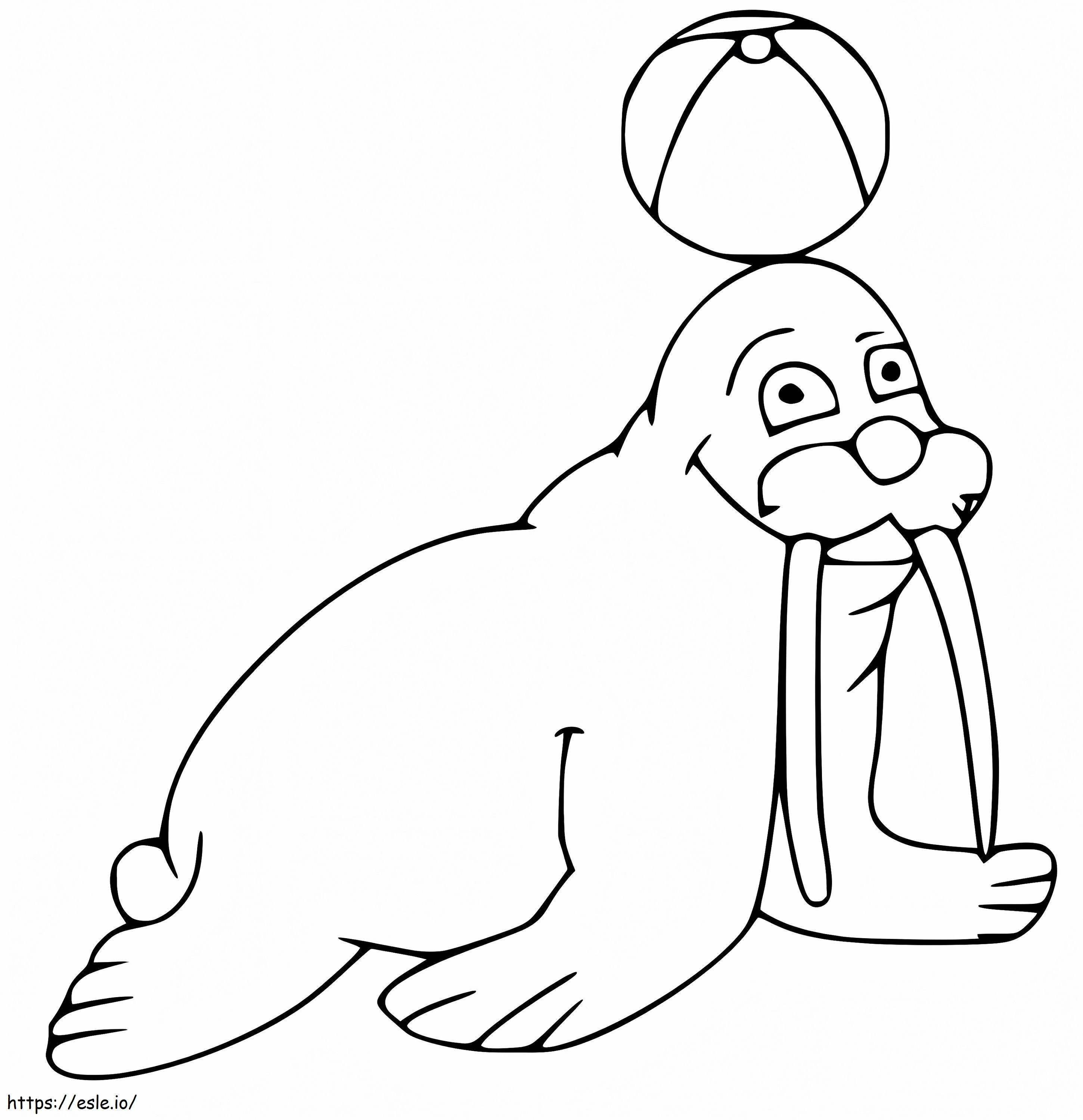 Walrus And Ball coloring page