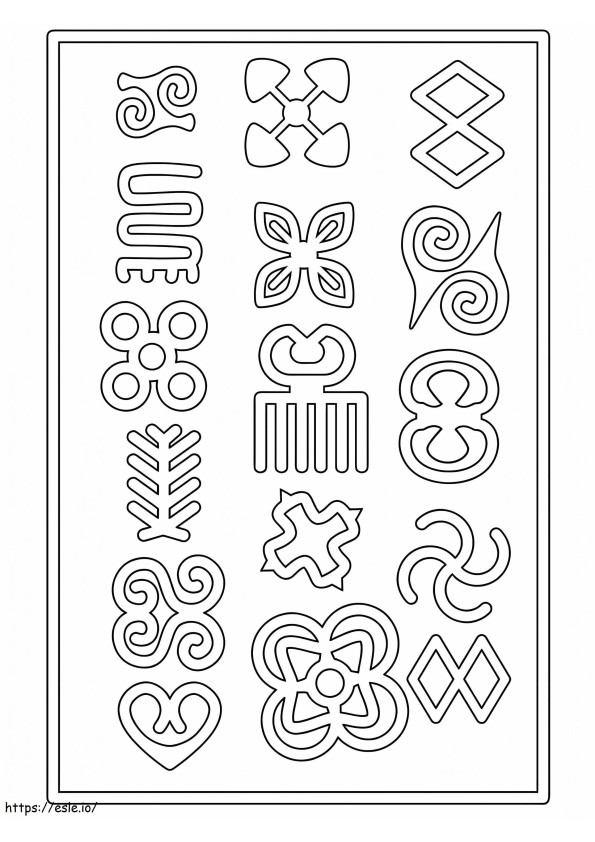 Adinkra symbolit värityskuva