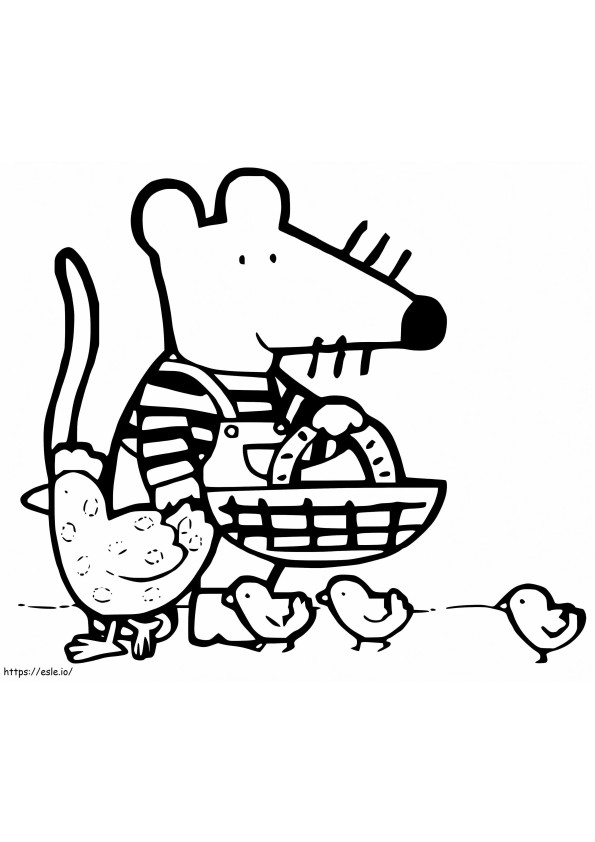Maisy And Chickens coloring page