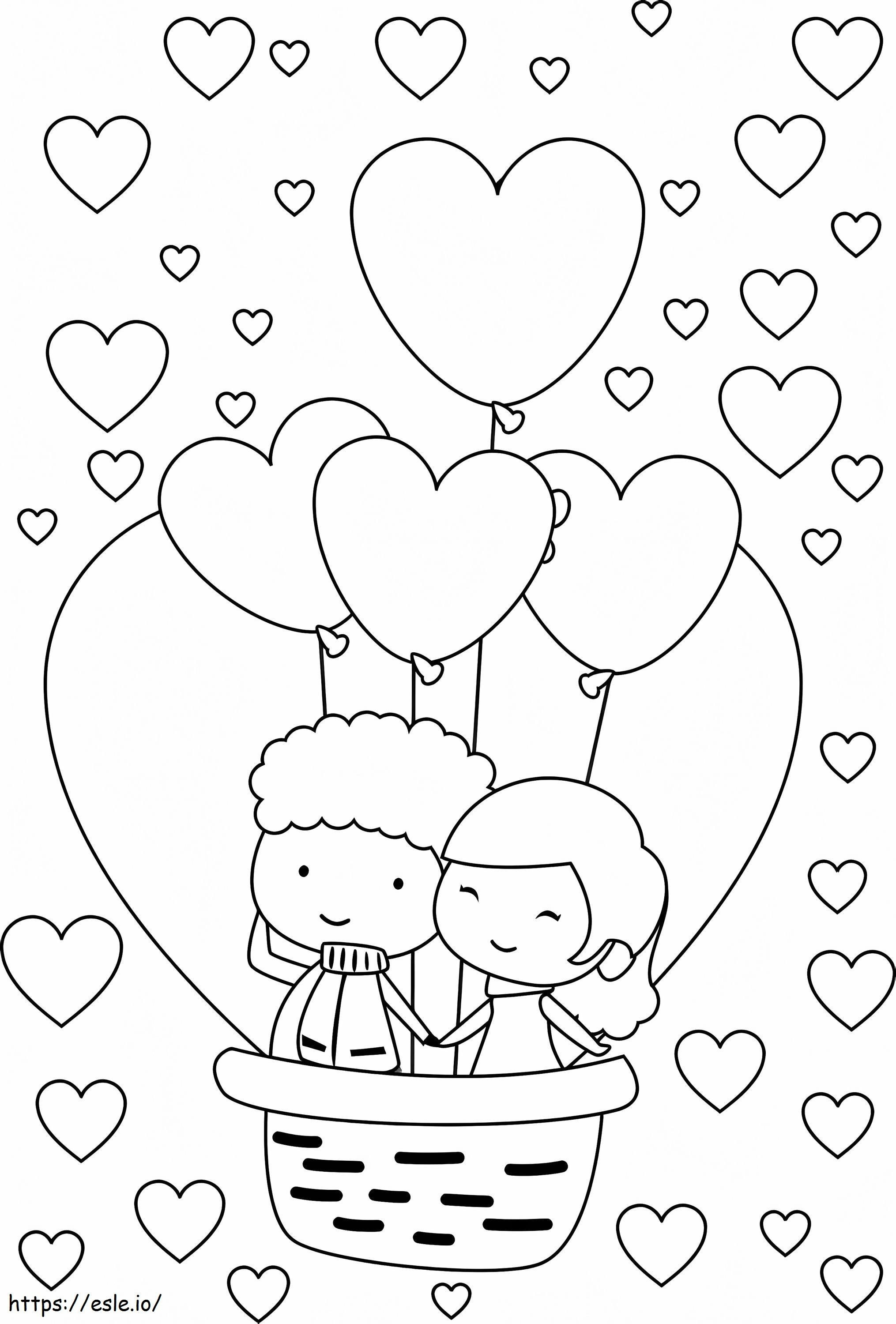 Coloriage Ballon d'amour à imprimer dessin
