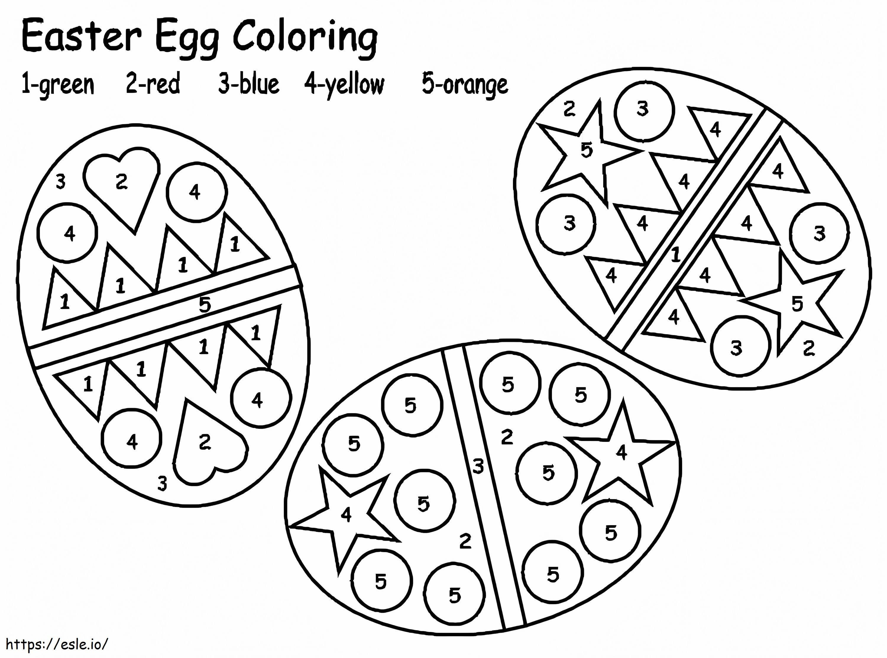 Cute Easter Eggs Color By Number coloring page