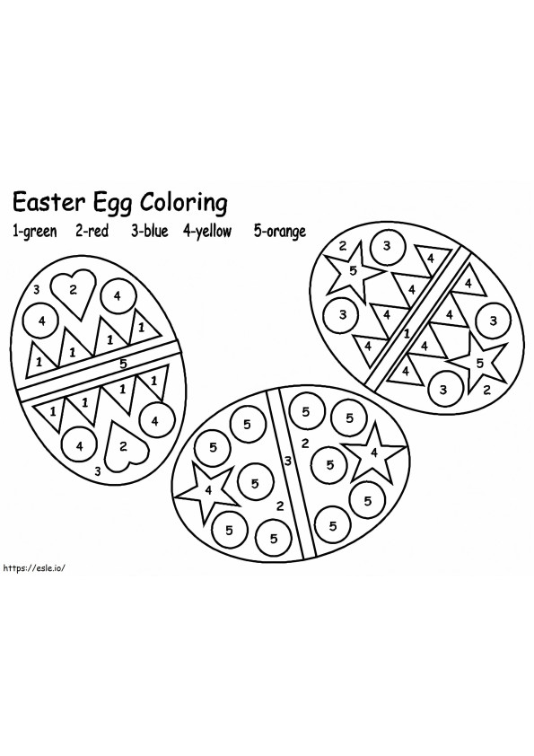 Coloriage Oeufs de Pâques mignons couleur par numéro à imprimer dessin