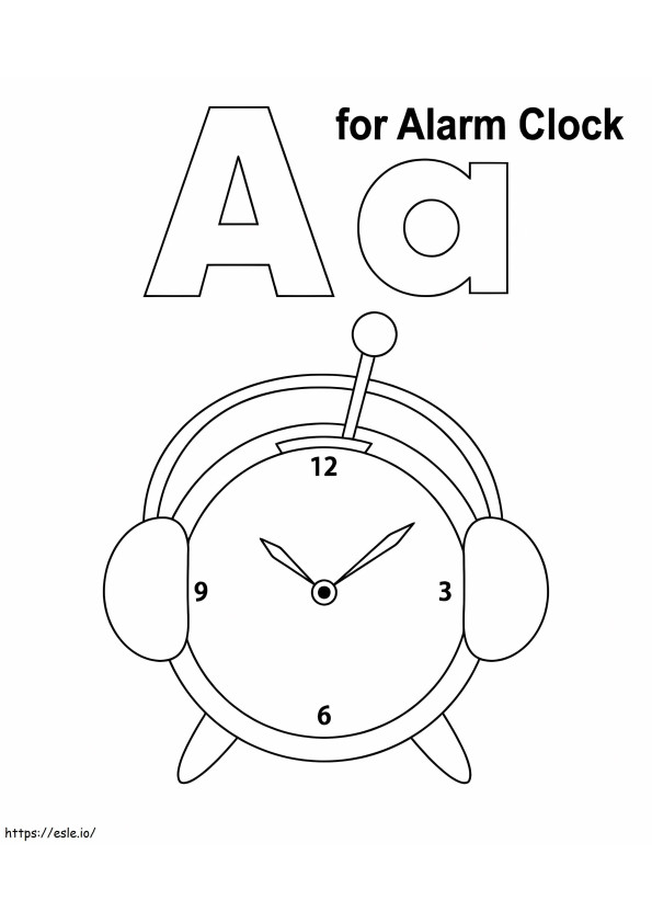 Litera A pentru ceas cu alarmă de colorat