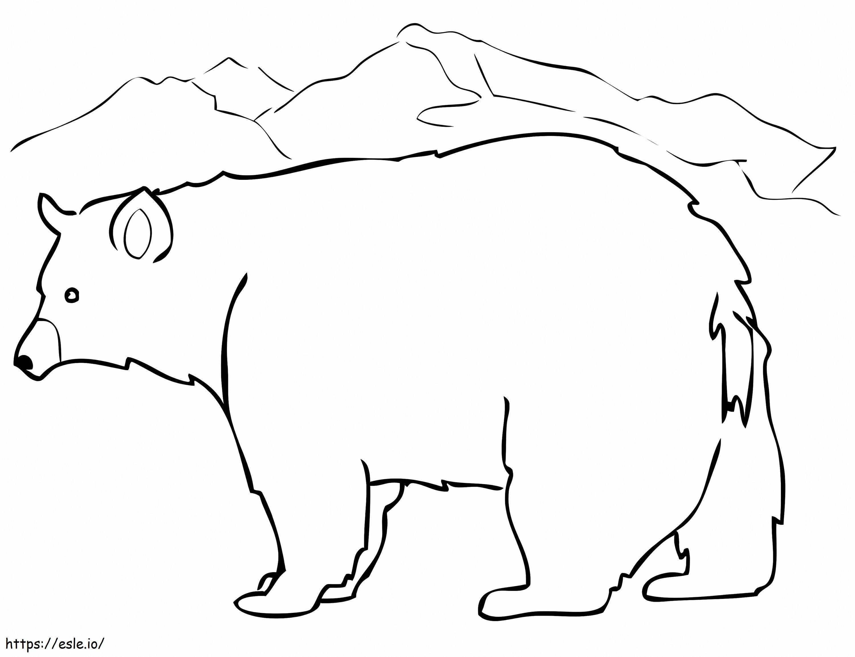 Urso Negro Fácil para colorir
