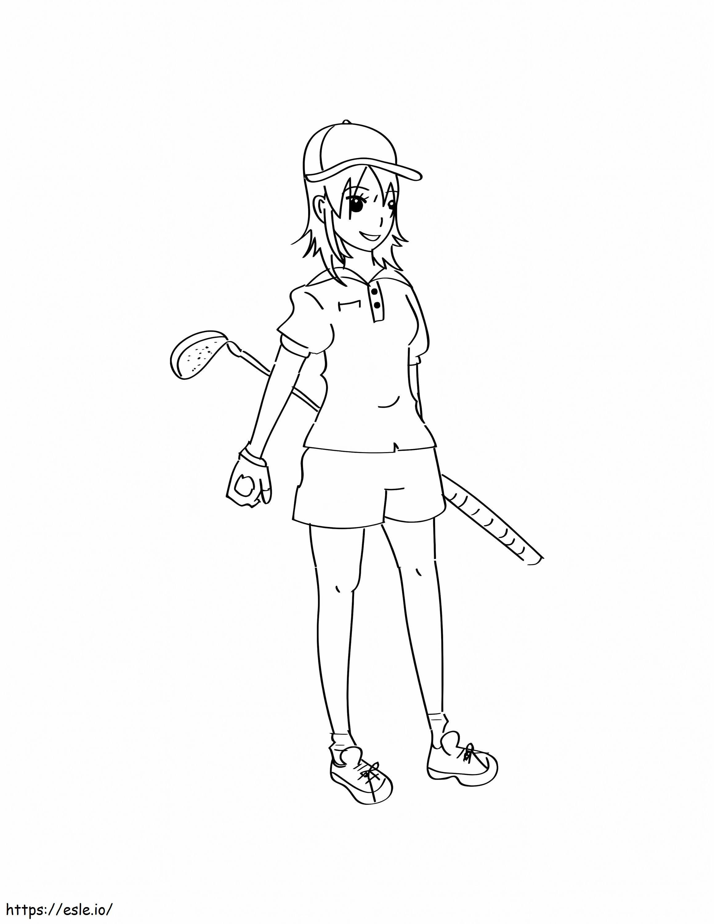 Young Girl Playing Golf coloring page
