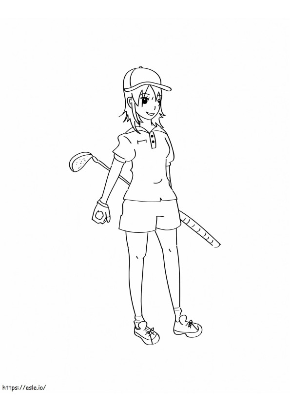 Young Girl Playing Golf coloring page