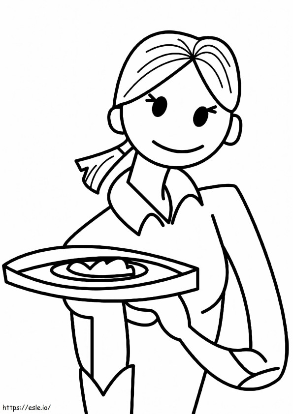 Waitress 2 coloring page