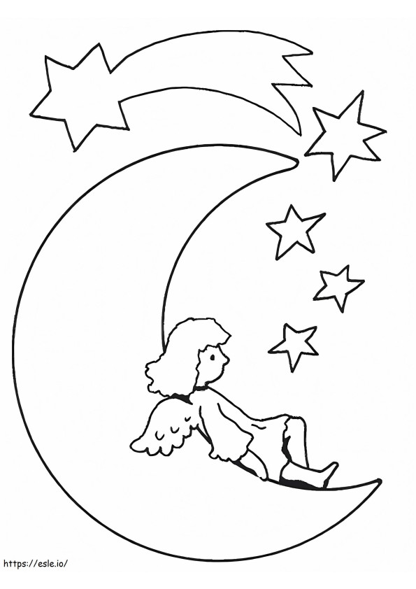 Angel On The Moon coloring page