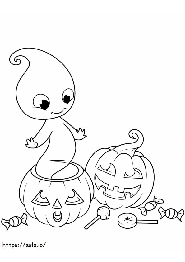 1539742520 Cute Ghost From Jack O Lantern coloring page