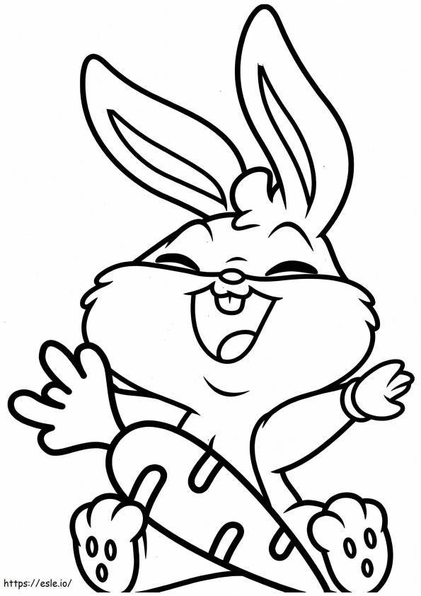 Coloriage Funny Baby Bugs Bunny avec carotte à imprimer dessin