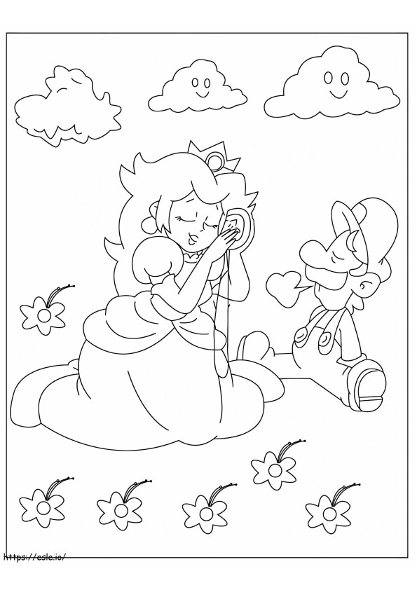 Distracție Mario și Prințesa Peach de colorat