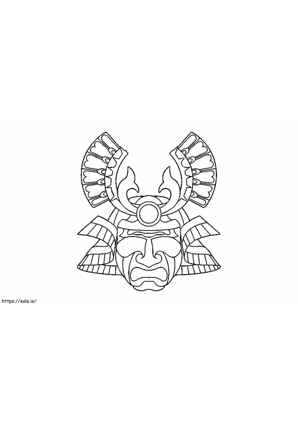 Coloriage Masque de samouraï 1 à imprimer dessin