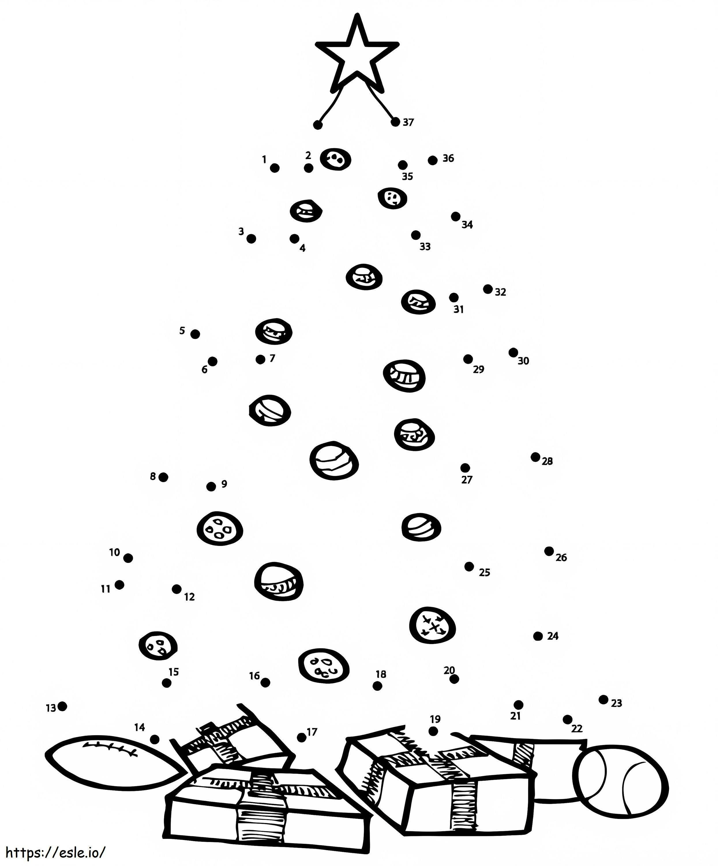 Christmas Tree And Gifts Dot To Dots coloring page