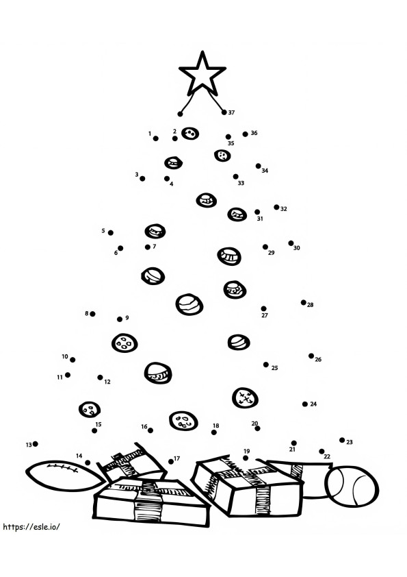 Weihnachtsbaum und Geschenke Punkt zu Punkt ausmalbilder
