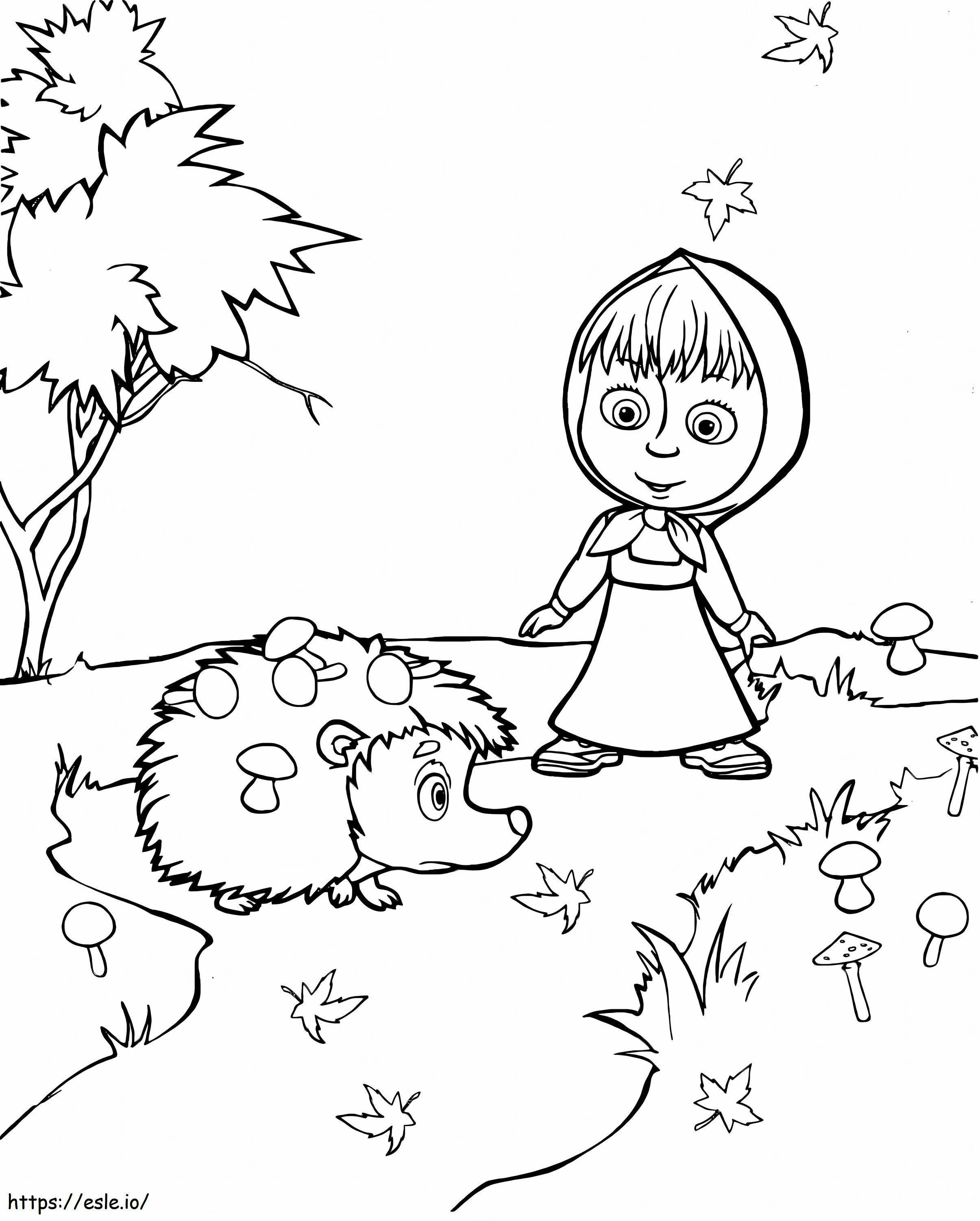 Masha And The Hedgehog coloring page