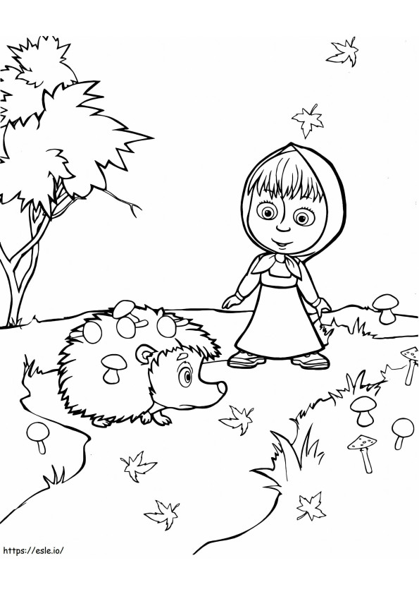 Masha And The Hedgehog coloring page