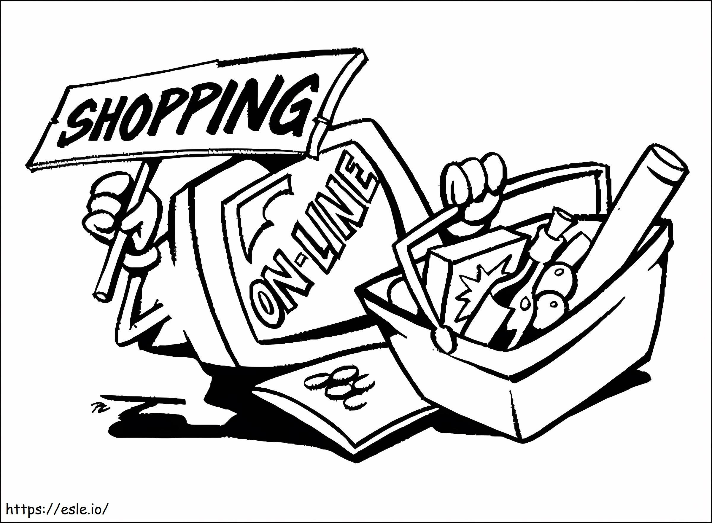 Shopping On Computer coloring page
