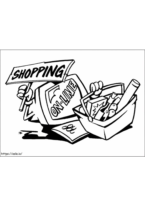 Shopping On Computer coloring page