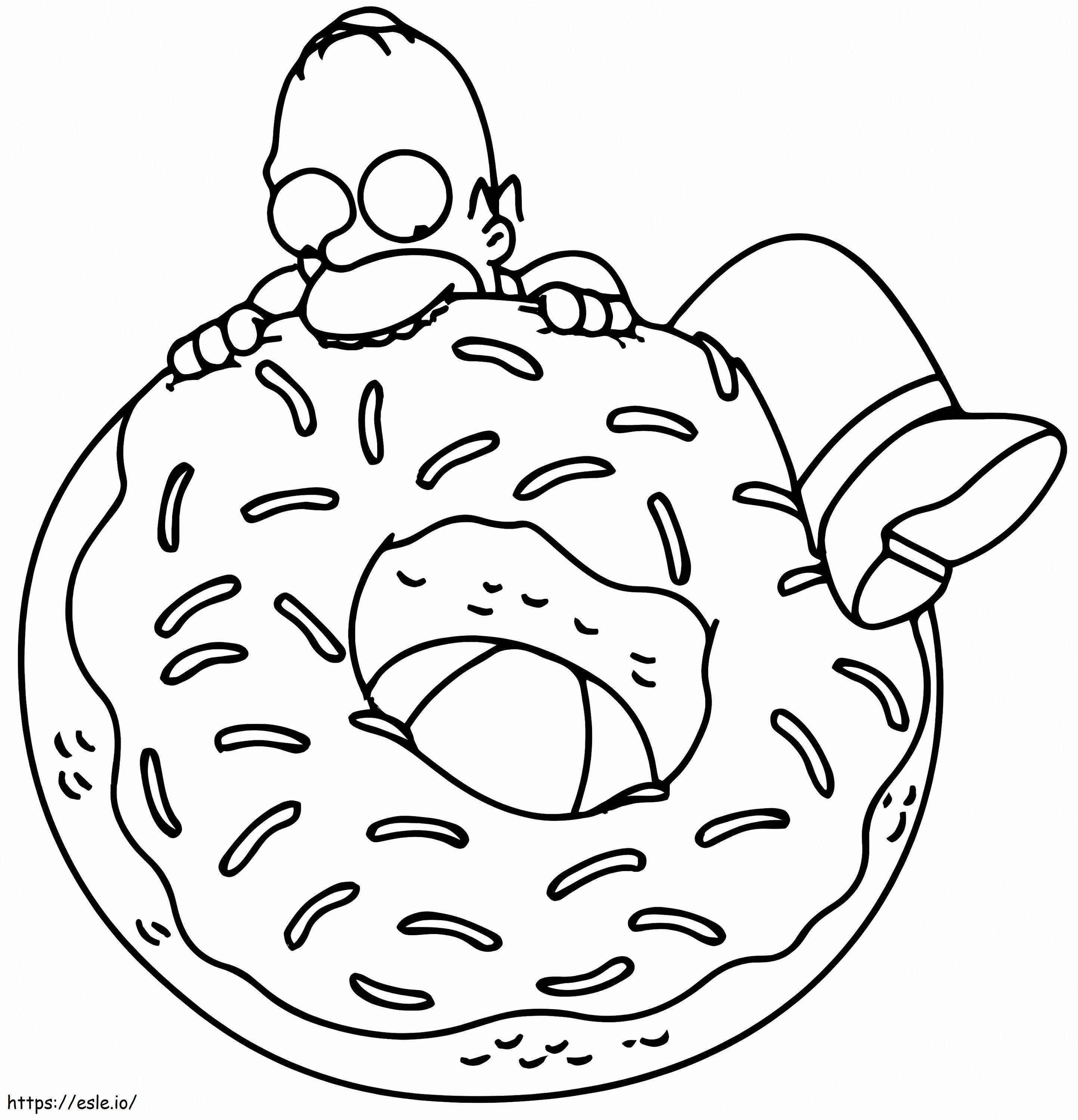 Homer Simpson comendo rosquinha para colorir