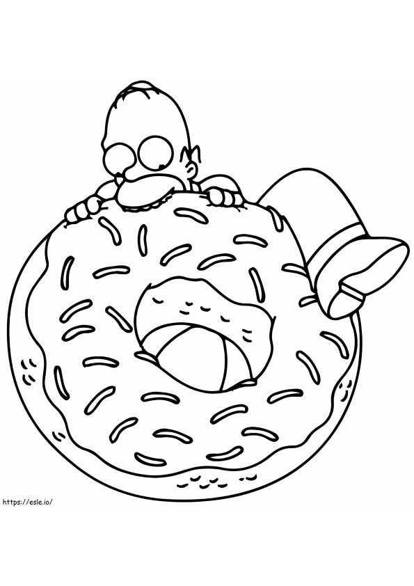 Homer Simpson eet een donut kleurplaat