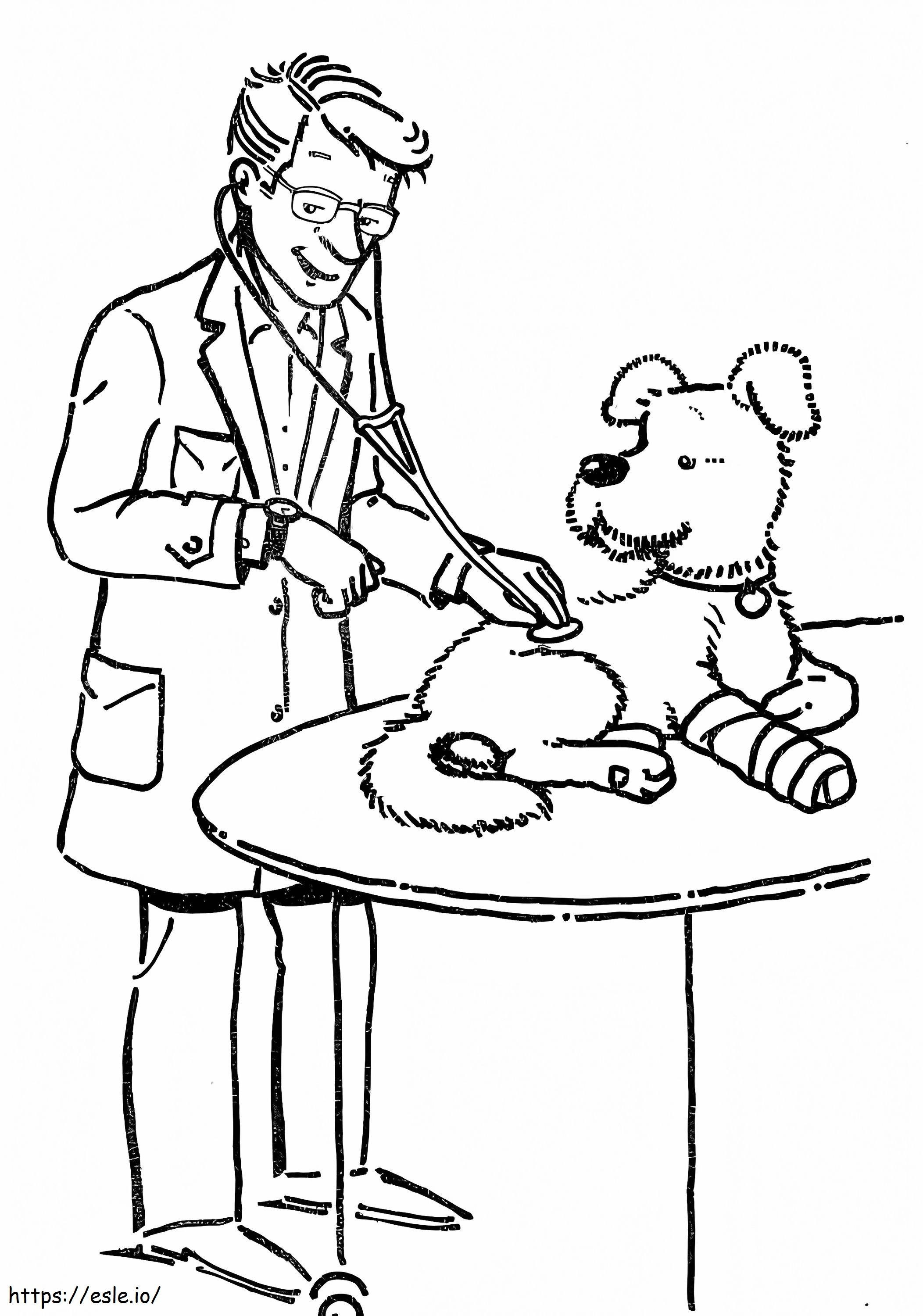 Veterinário e um cachorro para colorir