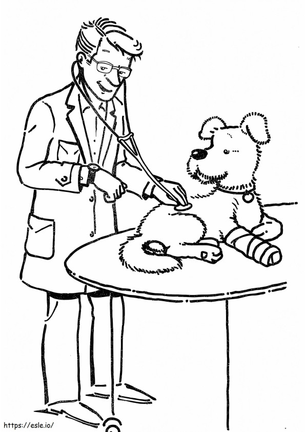 Eläinlääkäri ja Koira värityskuva