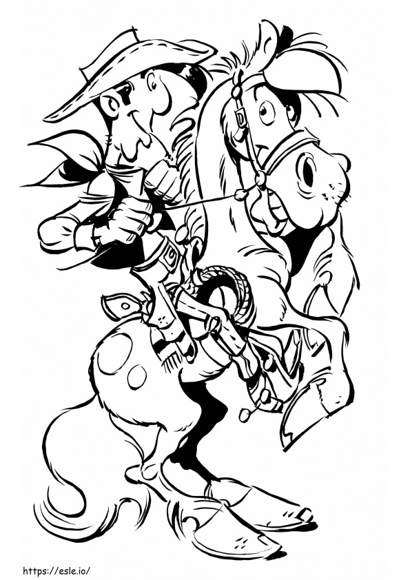 Lucky Luke With Jolly Jumper coloring page