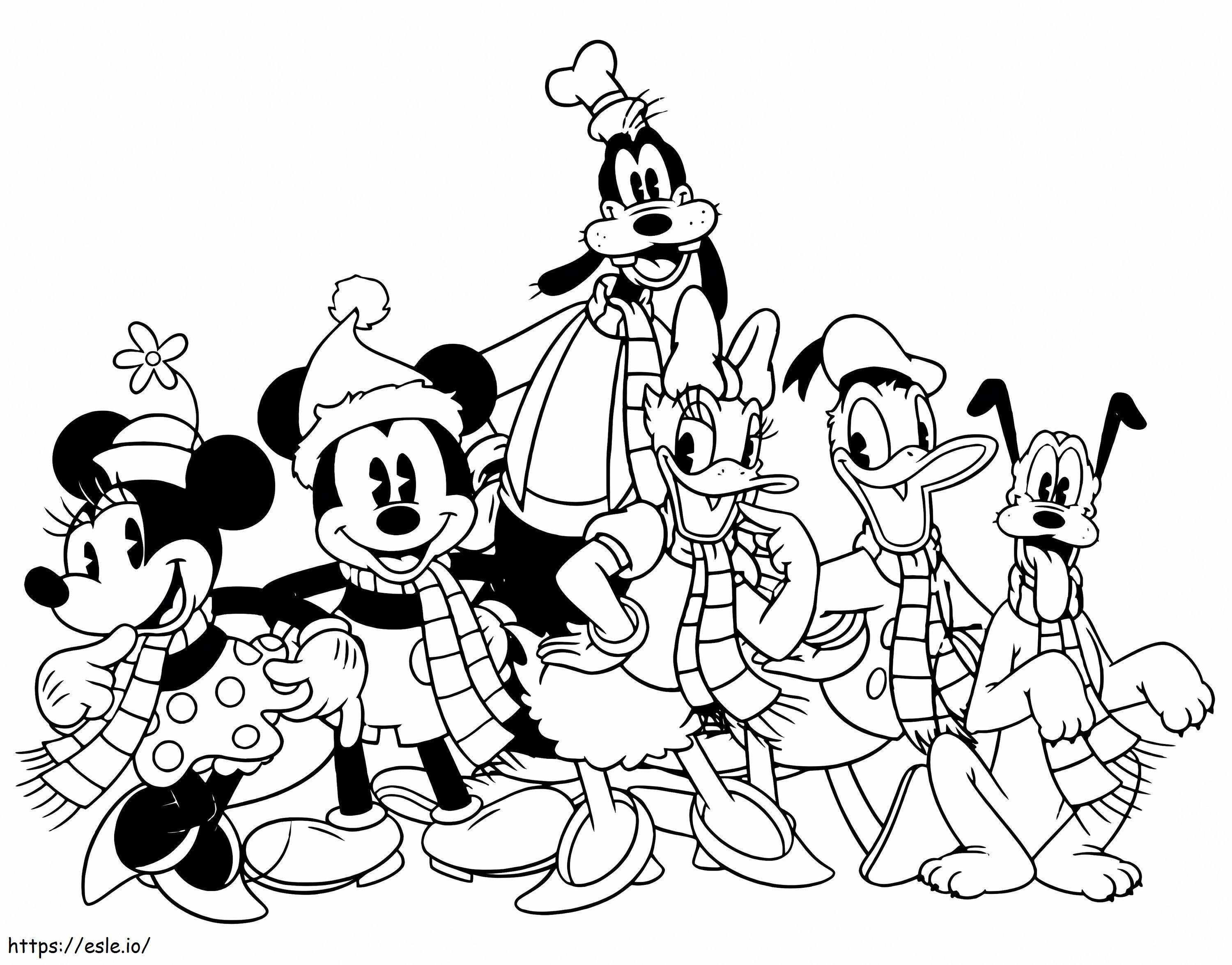 Onnellisia Disney-hahmoja värityskuva