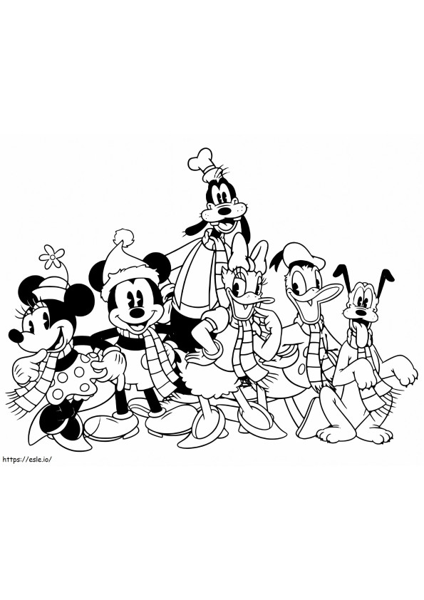 Coloriage Personnages Disney heureux à imprimer dessin